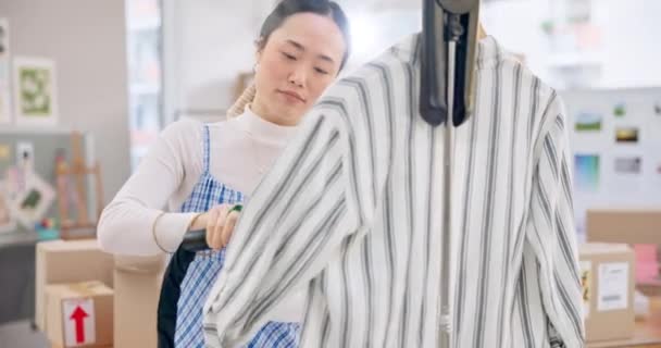 Azjatka Projektantka Mody Odzież Parowa Logistyce Małym Biznesie Lub Jakości — Wideo stockowe