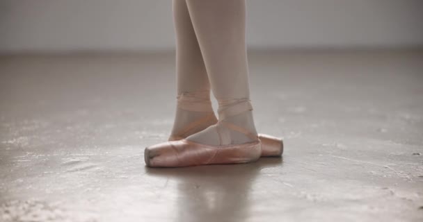 Balletto Scarpe Punta Gambe Performance Danza Movimento Professionale Ballerina Donna — Video Stock
