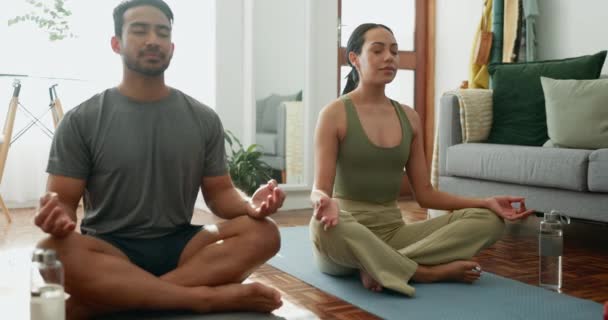 Strona Główna Medytacja Para Treningu Jogi Ćwiczeń Równowagi Czakry Oddychania — Wideo stockowe