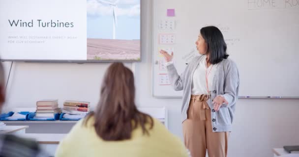 Sınıf Sunumu Ekran Veya Kadın Öğretmenlik Öğrencileri Grup Eğitimi Veya — Stok video