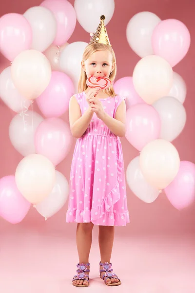 Ballonger Lollipop Portrett Jente Studio Bursdagsfest Feiring Spesiell Dag Glad – stockfoto