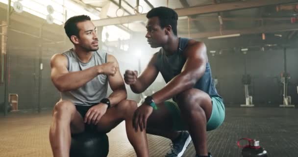 Fitness Diversité Coup Poing Avec Des Amis Dans Salle Gym — Video