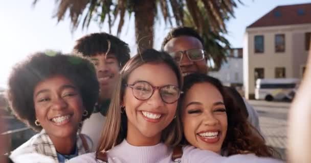 Universitas Selfie Dan Wajah Teman Teman Dengan Tanda Damai Untuk — Stok Video