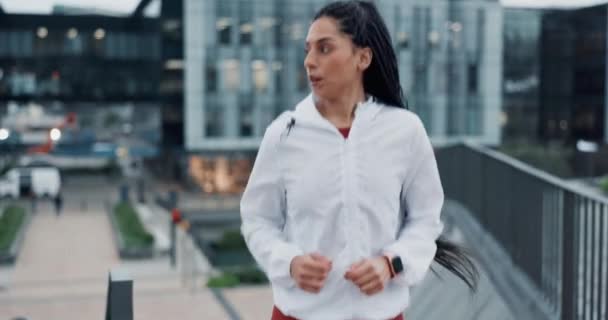 Donna Fitness Corsa Città Allenamento Esercizio Cardio Allenamento All Aria — Video Stock