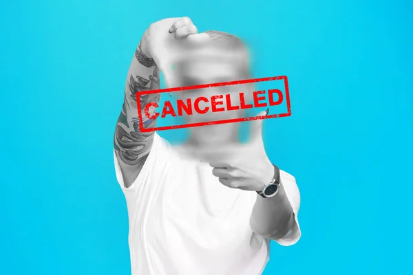 Ban Censor Woman Cancelled Face Boycott Silence Opinion Shaming Stop — Stock Photo, Image