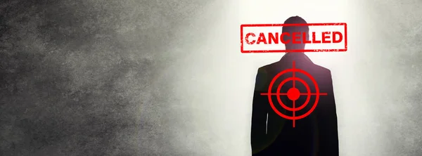 Cancel Culture Overlay Target Silhouette Man Bias Political Controversy Criticism — Stock Photo, Image