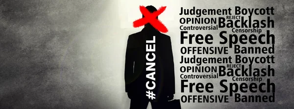 Cancelar Cultura Homem Boicote Com Censor Para Silenciar Opinião Parar — Fotografia de Stock