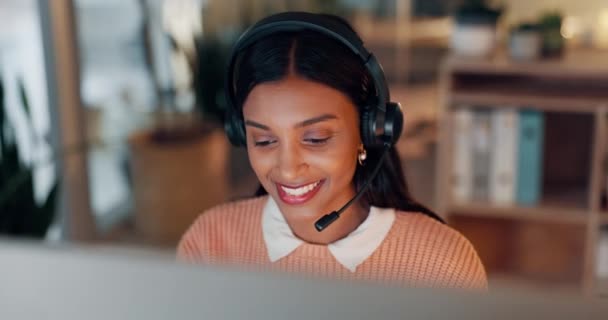 Biznes Call Center Kobieta Telemarketingu Komunikacji Połączenia Obsługą Techniczną Osoba — Wideo stockowe