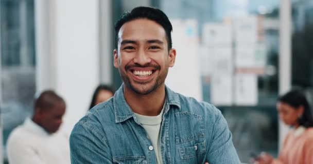 Щасливий Менеджер Бізнес Чоловіком Зустрічі Планування Управління Проектами Посмішки Лідер — стокове відео