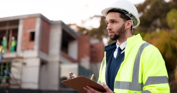 Ellenőrző Lista Ember Ellenőrzés Építési Területen Városfejlesztés Minőség Ellenőrzés Biztonság — Stock videók