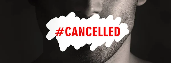 Cancel Culture Overlay Speech Bubble Mouth Person Bias Political Controversy — Stock Photo, Image