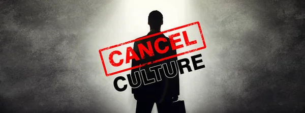 Cancel Culture Overlay Silhouette Person Studio Bias Political Controversy Criticism — Stock Photo, Image