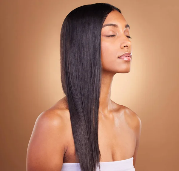 Krása Rovné Vlasy Péče Pleť Tváří Ženy Studiu Pro Keratin — Stock fotografie