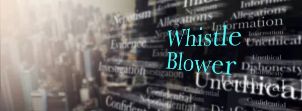 Whistleblower Information Secret Text Banner City Overlay Corporate Crime Fraud — Stock Photo, Image