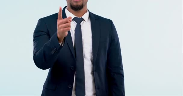 Hand Pointing Business Man Studio You Choice Recruitment Opportunity White — Stock Video