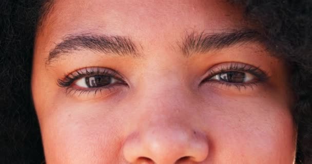 Oczy Wizja Portret Kobietą Zdrowie Świadomość Patrzenie Zbliżenie Optometry Kosmetyki — Wideo stockowe