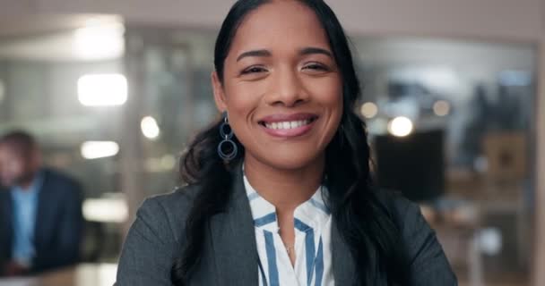 Happy Visage Une Femme Affaires Dans Bureau Soir Pour Travail — Video