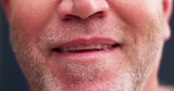 Рот Улыбка Здоровые Зубы Мужчины Студии Уходу Зубами Гигиене Виниру — стоковое видео