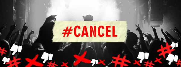Social Media Hashtag Cancel Culture Concert People Crowd Audience Entertainment — Stock Photo, Image