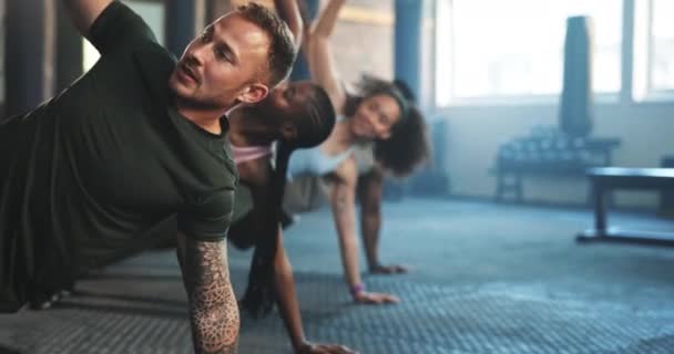 Fitness Classe Persone Palestra Allenamento Muscolare Body Stretching Con Allenamento — Video Stock