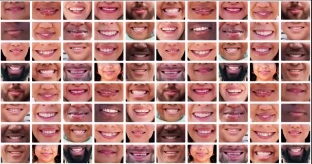 Dental Teeth Mouth Collage People Collection Together Diversity Unity Inclusion — Stock Video