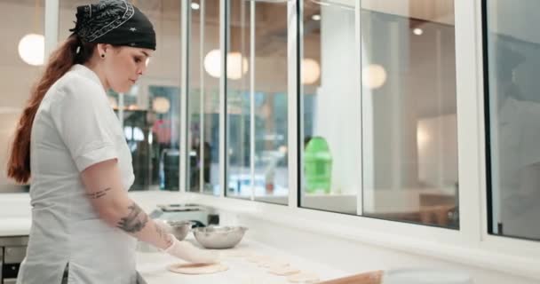 Gotowanie Restauracja Kuchnia Kobieta Szef Kuchni Pracuje Nad Pieczeniem Posiłek — Wideo stockowe