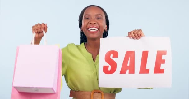 Жінка Знак Продажу Сумка Покупок Знижки Моди Просування Роздрібної Торгівлі — стокове відео