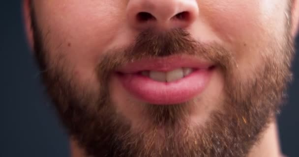 Closeup Dentes Homem Com Sorriso Higiene Dental Dentista Fundo Estúdio — Vídeo de Stock