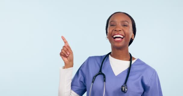 Ansikte Kvinna Och Läkare Reklam Studio Mockup Utrymme Och Information — Stockvideo