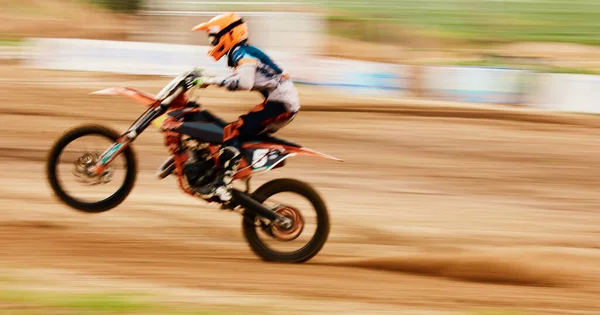 Motorcycle Balance Motion Blur Man Training Race Dirt Biking Challenge — Stock Photo, Image