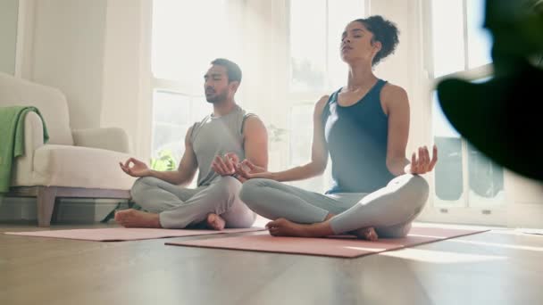Pár Jóga Lotos Pro Domácí Meditaci Zen Fitness Bdělost Léčení — Stock video