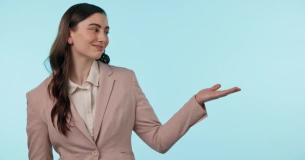 Zeigefinger Hand Und Eine Geschäftsfrau Studio Für Rezension Werbung Oder — Stockvideo