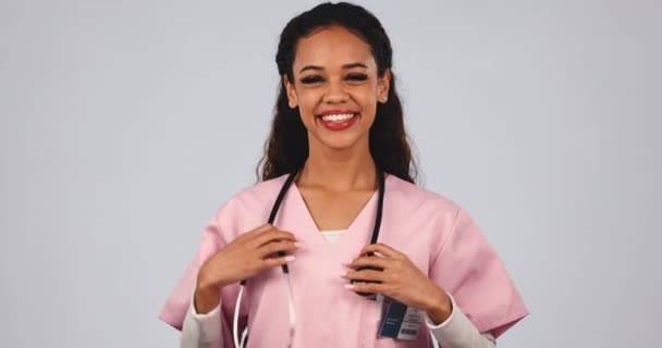 Hemşire Doktor Baş Parmak Başarı Sağlık Desteği Teşekkürler Stüdyodaki Emoji — Stok video
