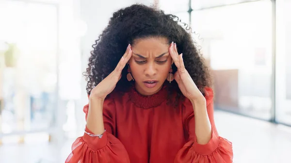 Laptop Typing Business Woman Headache Pain Feeling Sick Office Workplace — Stock Photo, Image
