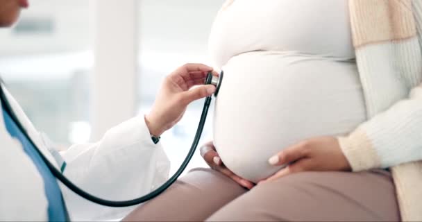 Hand Zwanger Stethoscoop Voor Een Arts Met Een Patiënt Het — Stockvideo