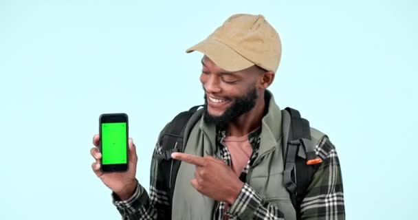 Yeşil Ekran Telefon Yürüyüş Sunumdaki Adam Sayısı Online Harita Bilgisi — Stok video