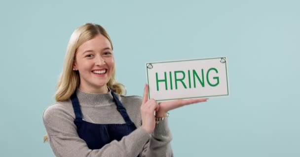Embaucher Signe Femme Visage Emploi Publicité Possibilité Travailler Avec Propriétaire — Video