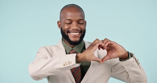 Corazón Manos Cara Hombre Negro Con Gracias Por Pequeña Empresa — Vídeos de Stock