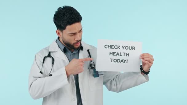 Reklama Plakát Muž Lékař Lékařskou Žádostí Jako Profesionální Dobrovolník Izolované — Stock video