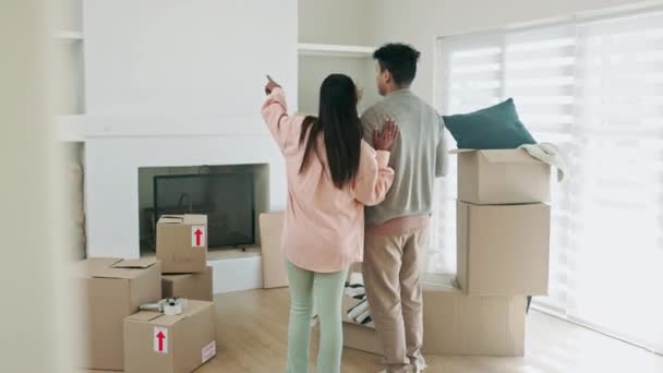 Couple Art Décoration Une Nouvelle Maison Ensemble Emménager Avec Des — Video