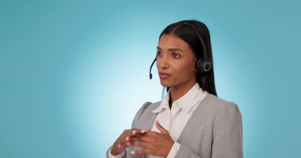 Call Center Kommunikation Kvinde Studiet Kundeservice Faq Rådgivning Eller Spørgsmål – Stock-video