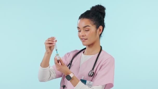 Enfermera Mujer Vacuna Inyectable Atención Médica Aguja Con Ayuda Medicamentos — Vídeos de Stock