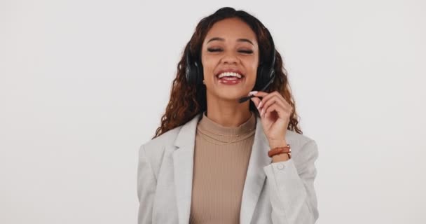 Callcenter Mujer Llamada Telefónica Con Comunicación Crm Contacto Con Nosotros — Vídeos de Stock