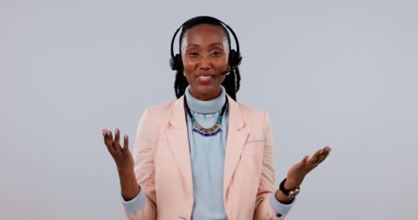 Çağrı Merkezi Siyahi Kadın Iletişim Ile Telefon Görüşmesi Crm Telekom — Stok video