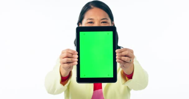 Arc Reklám Tabletta Zöld Képernyő Hely Iratkozzon Fel Ajánlatot Stúdió — Stock videók