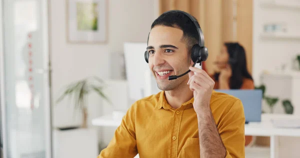 Call Center Man Online Consulting Office Crm Questions Faq Contact — Stock Photo, Image