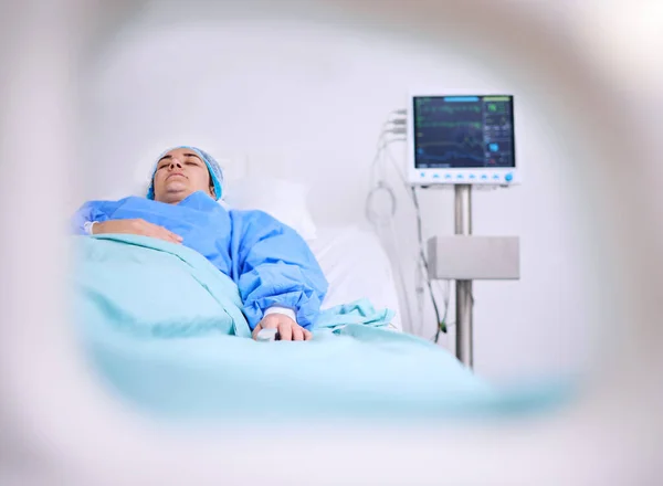 Νοσοκομείο Καρκίνος Και Μια Ασθενής Στο Κρεβάτι Για Ιατρική Χειρουργική — Φωτογραφία Αρχείου