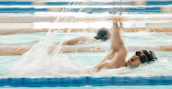 Fitness Agua Nadador Una Piscina Durante Una Carrera Competición Entrenamiento — Foto de Stock