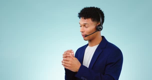 Callcenter Kommunikation Och Kontakta Oss Man Och Telefonsamtal Med Telekom — Stockvideo