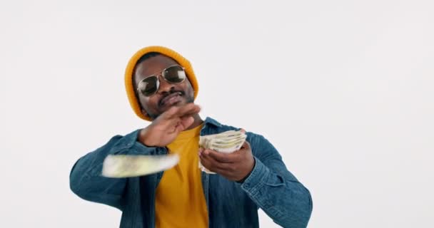 Para Yağmuru Stüdyoda Bonus Zenginlik Hip Hop Sanatçıları Için Para — Stok video
